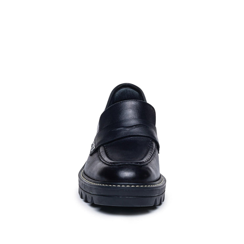 Loafersy Damskie Bernardo Chandler Lug-Sole Czarne | CMK8681ND