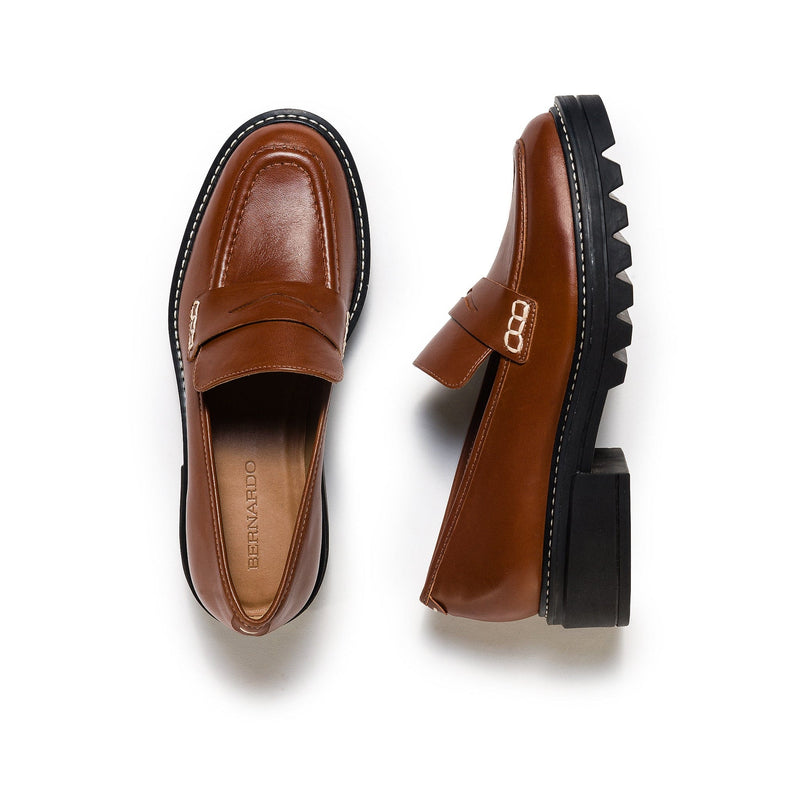 Loafersy Damskie Bernardo Chandler Lug-Sole Ciemny Brązowe | QFA661VC