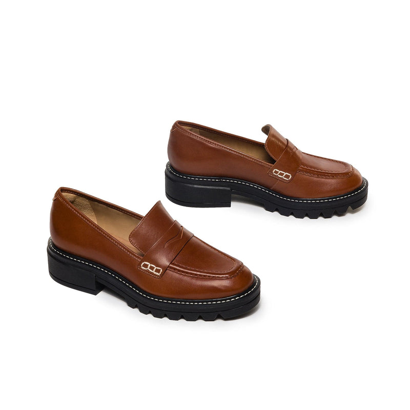 Loafersy Damskie Bernardo Chandler Lug-Sole Ciemny Brązowe | QFA661VC