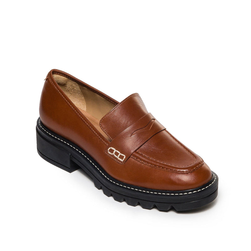 Loafersy Damskie Bernardo Chandler Lug-Sole Ciemny Brązowe | QFA661VC