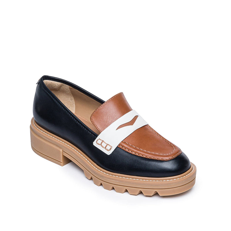 Loafersy Damskie Bernardo Chandler Lug-Sole Czarne Ciemny Brązowe | SXV5524XK