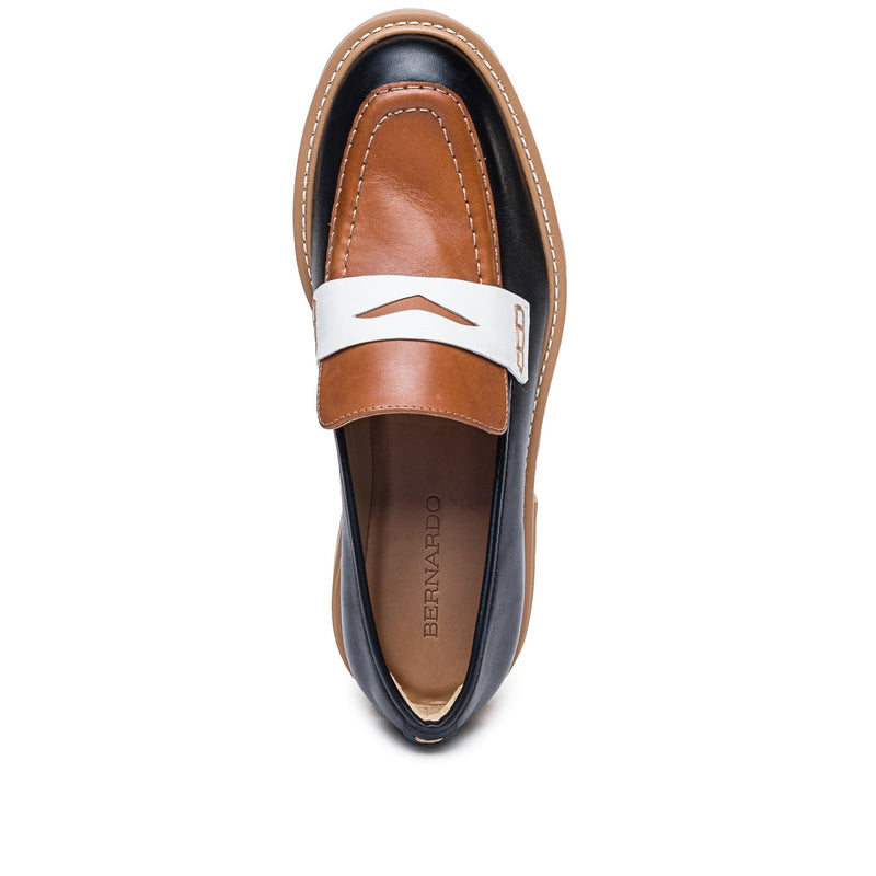 Loafersy Damskie Bernardo Chandler Lug-Sole Czarne Ciemny Brązowe | SXV5524XK