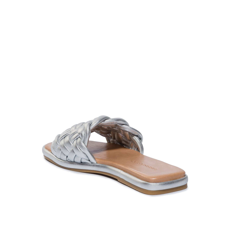 Sandały Do Wsuwania Damskie Bernardo Troy Woven Srebrne | EIR483KD